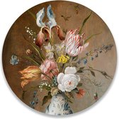 Wandcirkel Stilleven Met Bloemen Balthasar van der Ast | ⌀ 100 cm | Wanddecoratie | Muurcirkel Binnen | Forex | Ronde Schilderijen