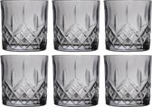 Whiskey/Waterglas - 6 Stuks  - Met Relief - 345 ML - Antraciet