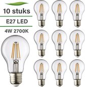 10 ampoules à filament LED E27 | 4W 2700K Wit Chaud | lampe poire