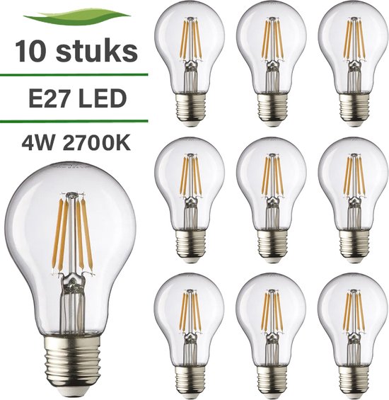 E27 LED lamp - 10-pack - 4W - 2700K warm wit - Peer lamp