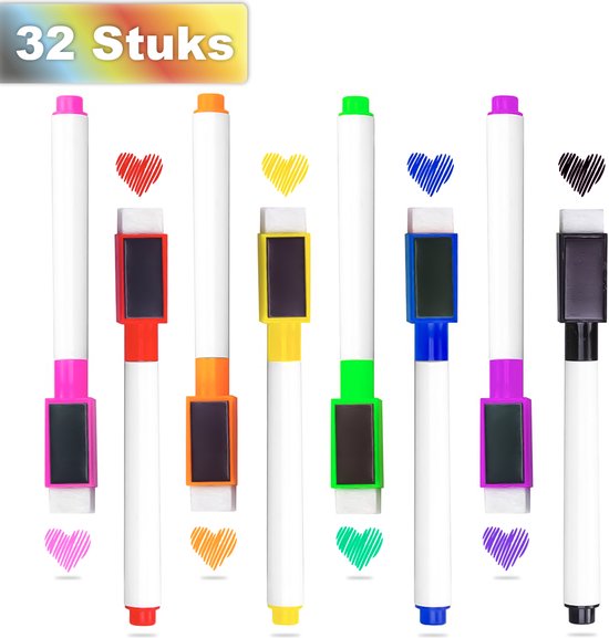 Criveple Magnetische pennenhouder, 2 stuks met whiteboardspons