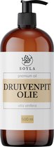 Biologische Druivenpitolie - 500 ml - Spanje - Koudgeperst - Glazen Fles met Pomp - Onbewerkte Druivenpit olie voor Gezicht, Haar en Lichaam