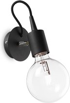 Ideal Lux Edison - Wandlamp Modern - Zwart - H:27cm  - E27 - Voor Binnen - Metaal - Wandlampen - Slaapkamer - Woonkamer