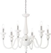 Ideal Lux - Kroonluchter Modern - Wit - H:150cm - E14 - Metaal - Kroonluchters met kristallen - Hanglamp - Hanglampen - Hal - Vide - met glas - Slaapkamer - Eetkamer - Woonkamer