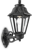 Ideal Lux Anna - Wandlamp Modern - Zwart - H:45cm  - E27 - Voor Buiten - Hout - Wandlampen - Slaapkamer - Woonkamer