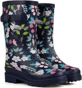 FashionBootZ regenlaarzen donkerblauw met bloemen-40