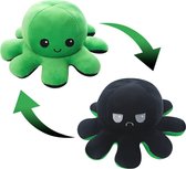 Mood octopus-Groen/Zwart-inktvis - Octopus Mood Knuffel - Omkeerbaar - Emotie Knuffel - Boos/Blij Knuffel - 2 Verschillende Kleuren -