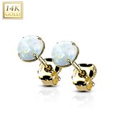 14kt gouden oorbellen opal 4mm - LMPiercings