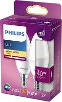 Energiezuinige Philips LED Kaars Mat - 40 - W E14 - warmwit licht - 2 stuks - Bespaar op energiekosten