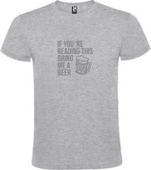 T-shirt Grijs avec imprimé "Si vous lisez ceci, apportez-moi une bière" imprimé Argent taille XXXL