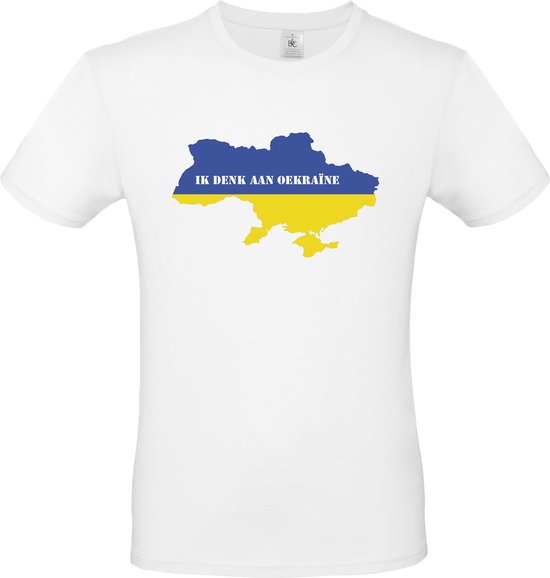 T-Shirt NO WAR | €1 donatie aan Giro555 | Peace in combinatie met de Ukraïnsche vlag | Steun Oekraïne | XXL | Polyester shirt