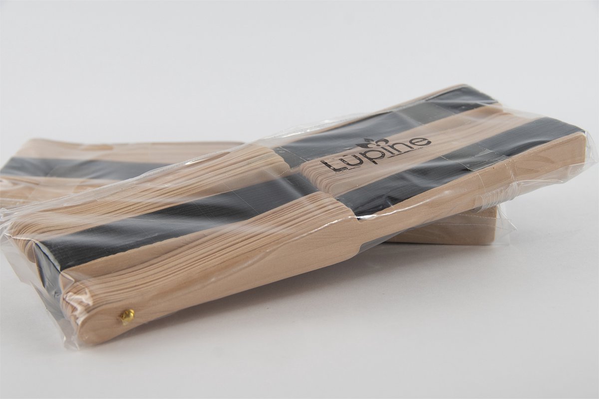 Lupine - Handwaaier - Set van 3 - Zwart - Hout & Polyester - Waaier 41 x 22 cm — afbeelding 2