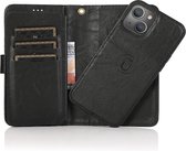 iPhone 13 Mini Magnetisch 2-in-1 Hoesje - Luxe Wallet Case met Magneet Sluiting - Vakjes voor pasjes en geld - Mobiq Luxe Lederen Magnetische 2-in-1 Book Case iPhone 13 Mini zwart