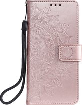 Shop4 - Samsung Galaxy S22 Plus Hoesje - Wallet Case met Pasjeshouder Mandala Patroon Rosé Goud