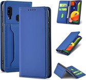 Voor Samsung Galaxy A50s Sterk magnetisme Vloeibaar gevoel Horizontale flip lederen tas met houder & kaartsleuven en portemonnee (blauw)