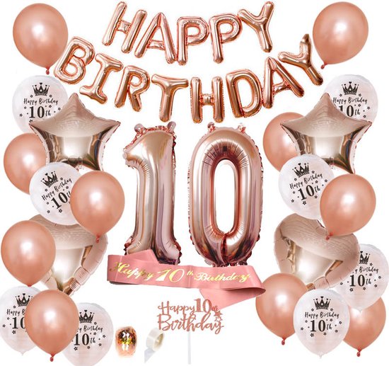 Joya Party® 10 Jaar Verjaardag Versiering | Roségoud | Versiering Verjaardag  |... | bol