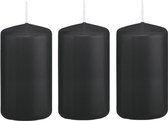 5x stuks zwarte cilinderkaars/stompkaars 5 x 10 cm 23 branduren - Geurloze kaarsen - Stompkaarsen