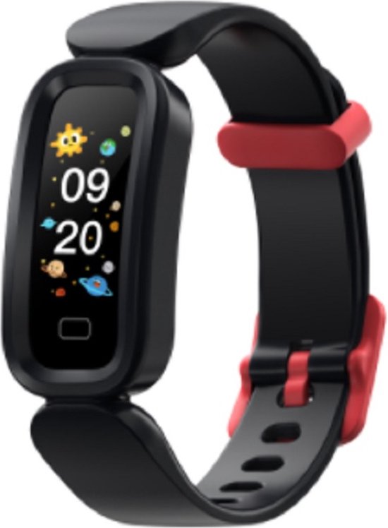 West Watch Model Sand Activity Tracker Podomètre - Smartband - Montre de sport pour Enfants - Zwart/ Rouge