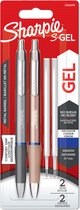 Sharpie S-Gel | metalen gelpennen | mediumpunt (0,7 mm) | staalgrijs en roodgoud | blauwe inkt | 2 pennen en 2 navullingen voor gelpennen