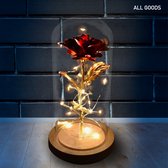 Roos In Stolp - Roos - Rozen - Rozen In Glas - Gouden Roos - Roos Met LED - Valentijnscadeau - Valentine - Valentijn- Beauty And The Beast Roos - Rood - Cadeau - Huwelijk - Aanzoek