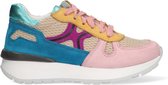 Braqeez 422272-172 Meisjes Lage Sneakers - Blauw/Roze/Beige/Paars - Leer - Veters