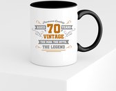 Mug 70 ans Legend Abraham avec texte | Or - Argent | Cadeau drôle de tasse d'anniversaire | Tasses imprimées | Noir | 330 ML