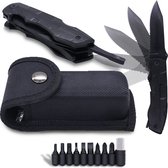 14 in 1 Multitool Zakmes voor Outdoor – Survival Mes – RVS – Inclusief 9-Delige Schroevendraaier Bit Set & Draagetui