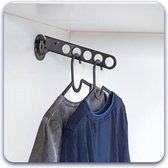Milano Luxurious verstelbare garderobestang – kledinghaak inklapbaar – ruimtebesparende kledingbeugel – zwart – kapstok met 5 gaten – 25cm