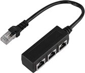 Zerone LAN Ethernet-kabeladapter, netwerkkabel RJ45 Splitter-verlengstekker met 3-poorts hub, verlenging Ethernet LAN-patchkabel Netwerkkabel B07GLQ1373