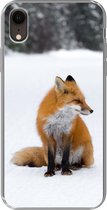 Geschikt voor iPhone XR hoesje - Vos - Sneeuw - Winter - Siliconen Telefoonhoesje