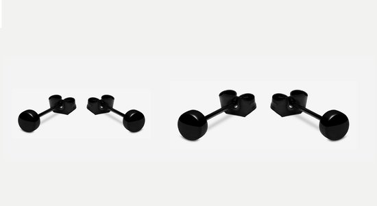 Zwarte oorbellen – 4 en 6mm - – cirkel studs –zweerknopjes - zwart chirurgisch staal 6mm – rvs – stainless steel – Rivers-sieraden - minimalistische oorbellen – mannen oorbellen – vrouwen oorbellen - unisex - oorknopjes - cirkel oorbellen