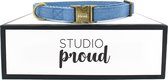 Studio Proud - Halsband - denim  - bronskleurige accenten - size L - te combineren met bijpassende riem