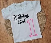 t-shirt Birthday Girl - Hoera 1 Jaar - meisje - Verjaardag - T-shirt korte mouwen