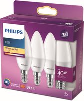 Philips energiezuinige LED Kaars Mat - 40 W - E14 - warmwit licht - 3 stuks - Bespaar op energiekosten