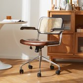 Frisson life - Chaise de bureau - Chaises de bureau minimalistes en rotin - Marron foncé
