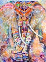 Diamond Painting - Kleurrijke Olifant - 40x50cm