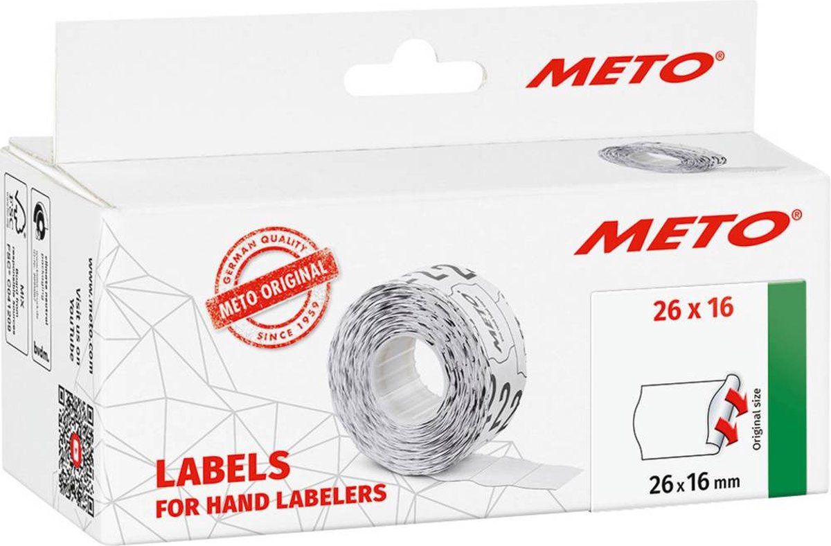 METO Prijslabels 9506169 Permanent hechtend Breedte etiket: 26 mm Hoogte etiket: 16 mm Rood 1 stuk(s)
