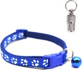 Kattenhalsband met adreskoker en belletje - Verstelbaar - 19 / 32 cm - Kattenbandje - Halsband kat - Cat - Kitten - Katten halsband - Donker blauw