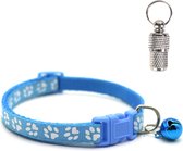 Kattenhalsband met adreskoker en belletje - Verstelbaar - 19 / 32 cm - Kattenbandje - Halsband kat - Cat - Kitten - Katten halsband - Licht blauw