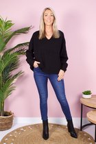 Dames  Trui  V-Hals Zwart One Size