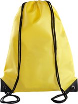 Sport gymtas/draagtas in kleur geel met handig rijgkoord 34 x 44 cm van polyester en verstevigde hoeken