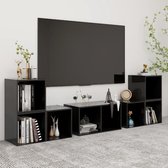6-delige Tv-meubelset spaanplaat hoogglans zwart