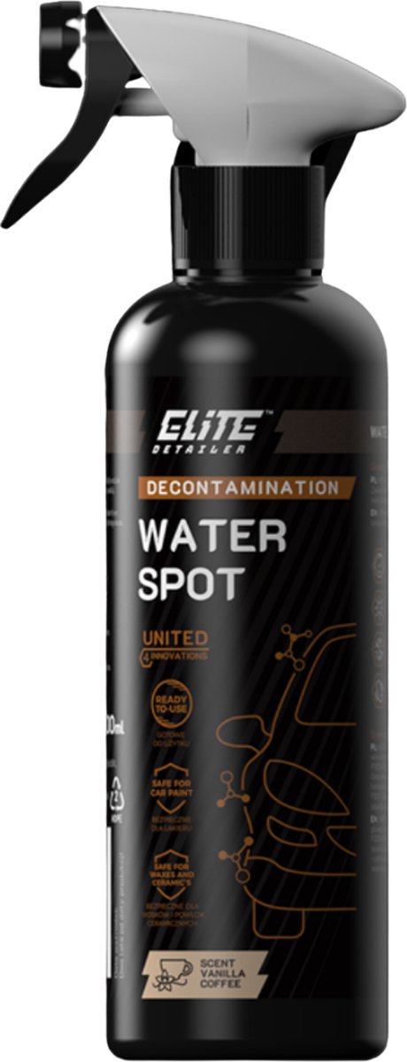 Elite Detailer | Water spot | 500 ml | Verwijderen van sporen van hard water op glas | Frisse Koffie & Vanille Geur |Car Cleaning | Auto wassen