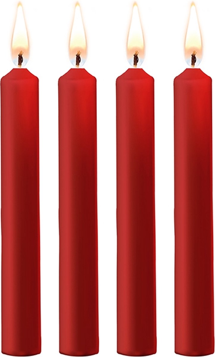 Goedkoopste Ouch! Teasing Wax Candles - Waxkaarsen Paraffine - Lage Temperatuur - 4 Stuks - Rood