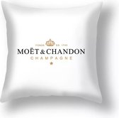 Moët & Chandon Sierkussenhoes - 45x45 cm - Wit - Katoen - Kussen - Kussensloop