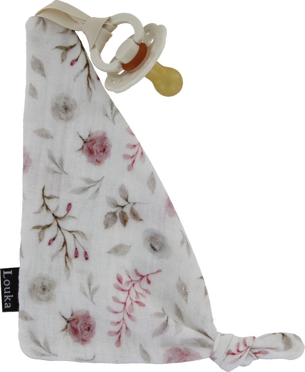 Goedkoopste Louka Speendoekje driehoek roos crème - hydrofiel katoen - speenknuffel - excl. Bibs speen
