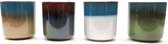 Cactula mooie set van 4 mokken gemaakt met reactief glazuur, daarom uniek! Vintage look in 4 kleuren