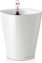 Zelfwaterende plantenbak wit hoogglans hoogwaardig kunststof bloempot waterreservoir wateropslag indicator