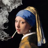 Kunst canvas druk - Meisje met de Parel joint - 30x30cm - Vermeer met een knipoog
