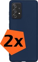 Hoesje Geschikt voor Samsung A53 Hoesje Siliconen Cover Case - Hoes Geschikt voor Samsung Galaxy A53 Hoes Back Case - 2-PACK - Donkerblauw